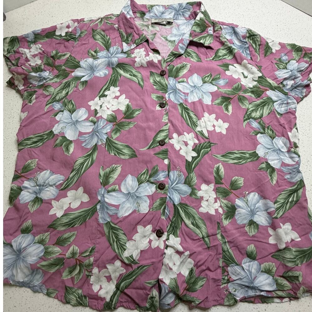 Hawaiian Reserve Collection short-sleeved, button-down Size Large Women's Pink